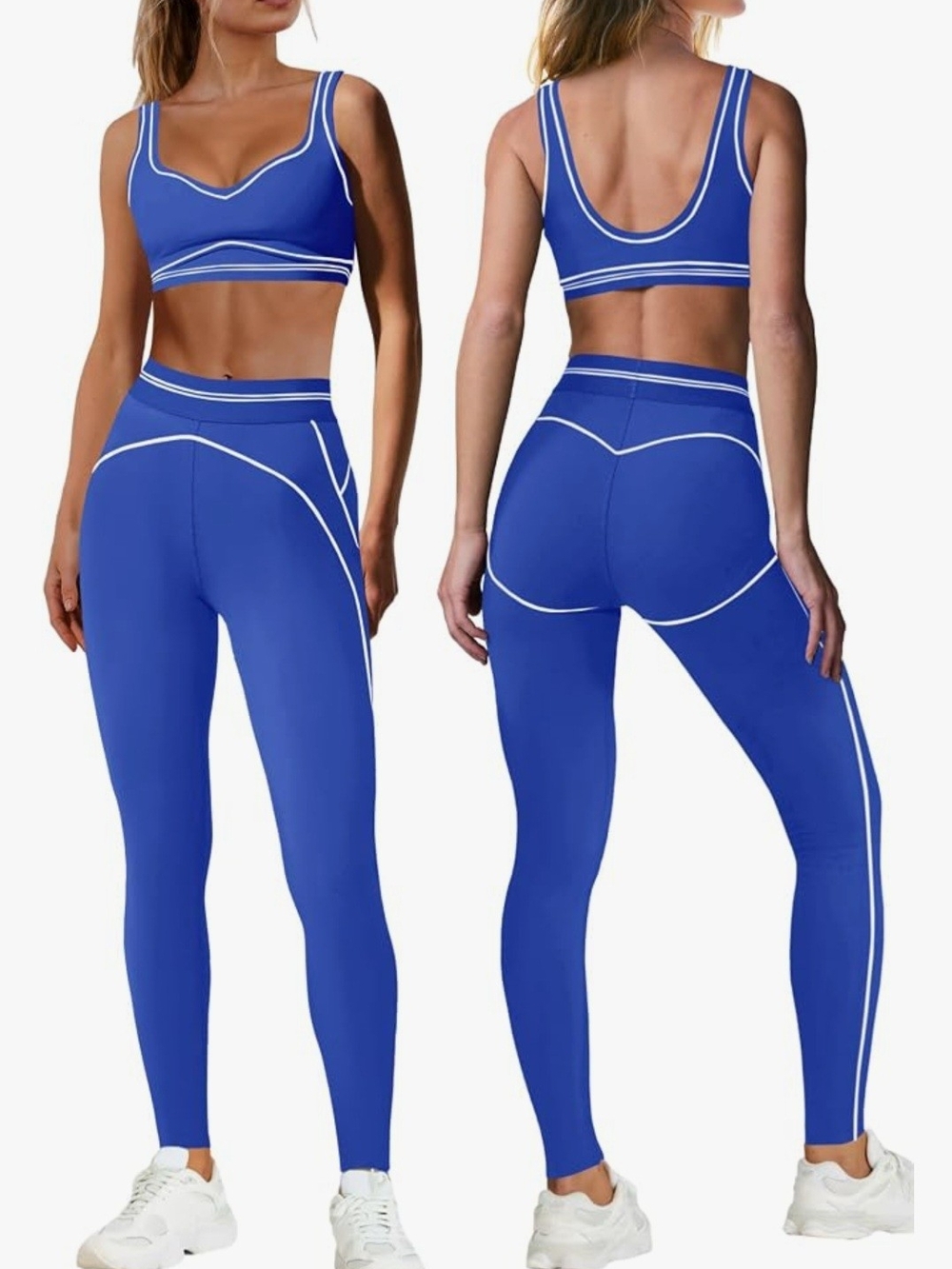 Cute Yoga Set High Waist Legging Sports Bra Pilates Gym Workout Jogging Exercise